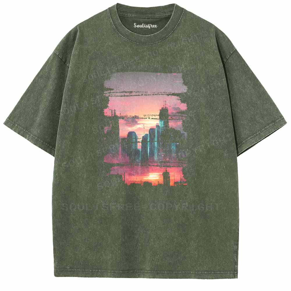 Soulisfree SUNSET NEON FUTURISTIC  Washed Tee