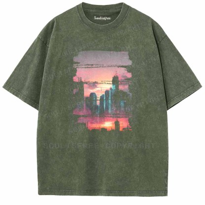 Soulisfree SUNSET NEON FUTURISTIC  Washed Tee