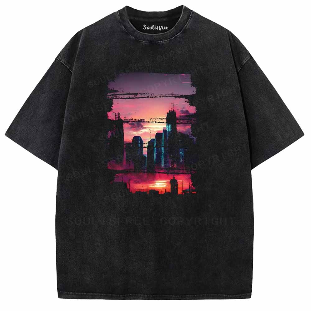 Soulisfree SUNSET NEON FUTURISTIC Washed Tee