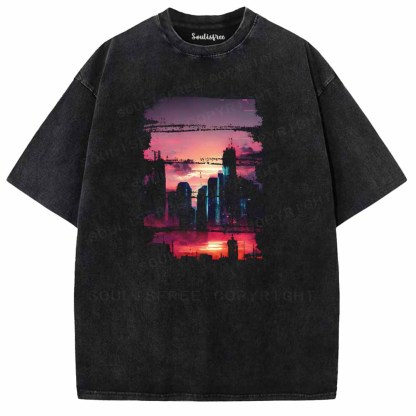 Soulisfree SUNSET NEON FUTURISTIC  Washed Tee