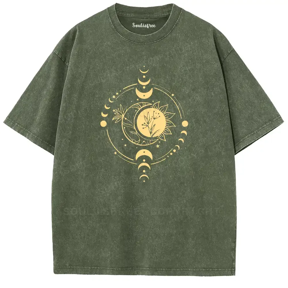 Lunar Floral Harmony Washed T-shirt