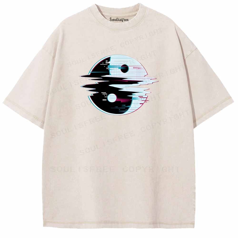 Soulisfree Glitch Yin Yang symbol Washed Tee