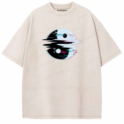 Soulisfree Glitch Yin Yang symbol Washed Tee