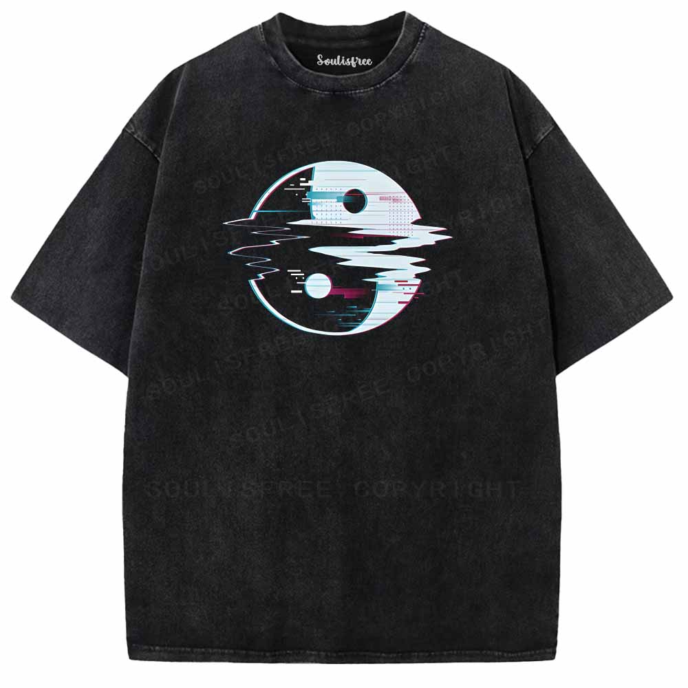 Soulisfree Glitch Yin Yang symbol Washed Tee