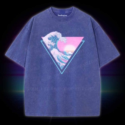 Soulisfree Great Wave Retro Triangle Washed Tee