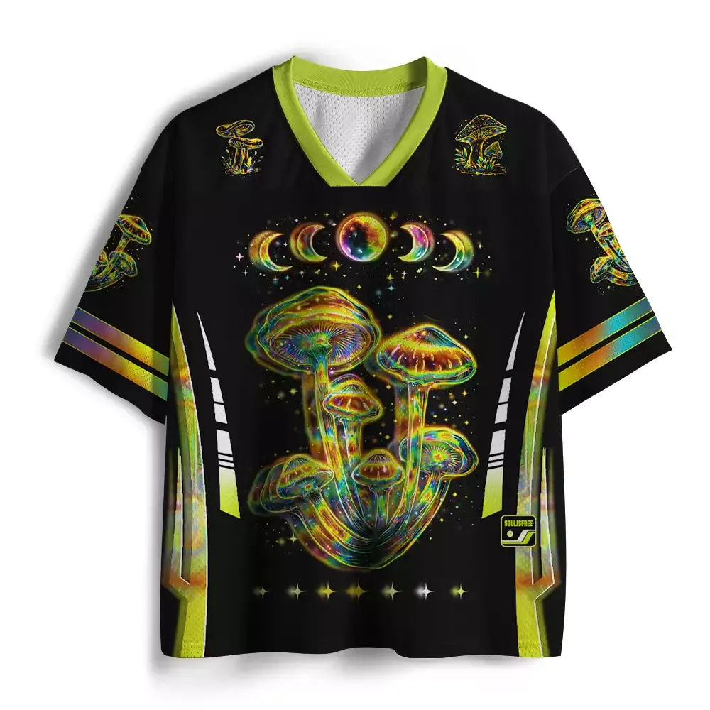 Designed Soulisfree Psychedelic Moonphase Mushroom Mesh Jersey