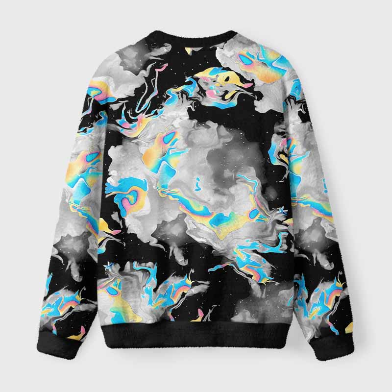 Soulisfree Cyber Iridescent Fluid Fuzzy Crewneck Sweater