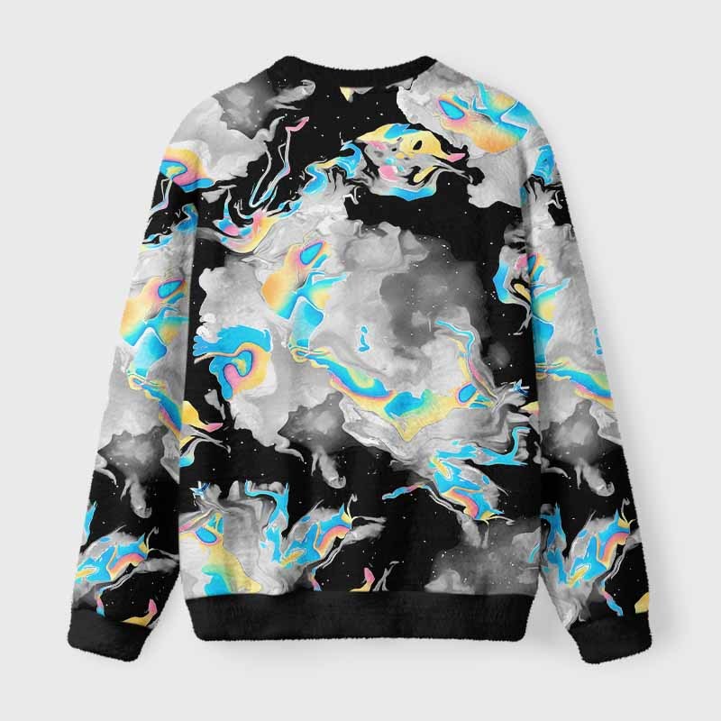 Soulisfree Cyber Iridescent Fluid Fuzzy Crewneck Sweater