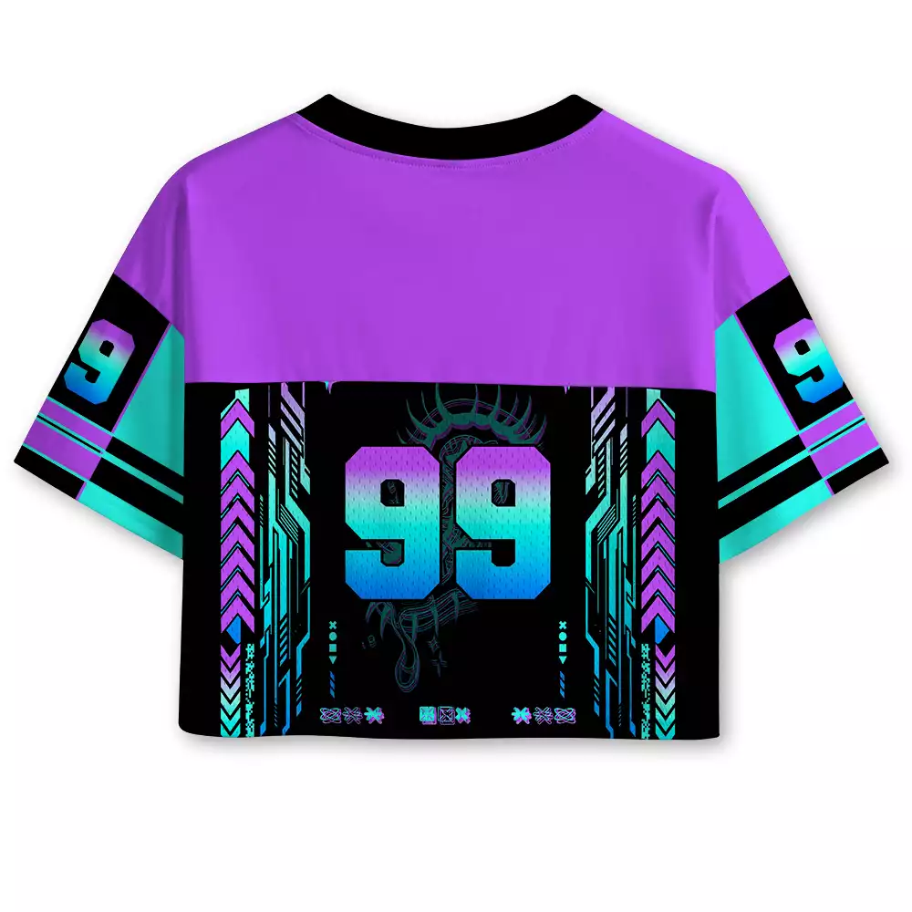 Soulisfree Cyber Goddess Moon Phase Illusion Cropped Mesh Jersey