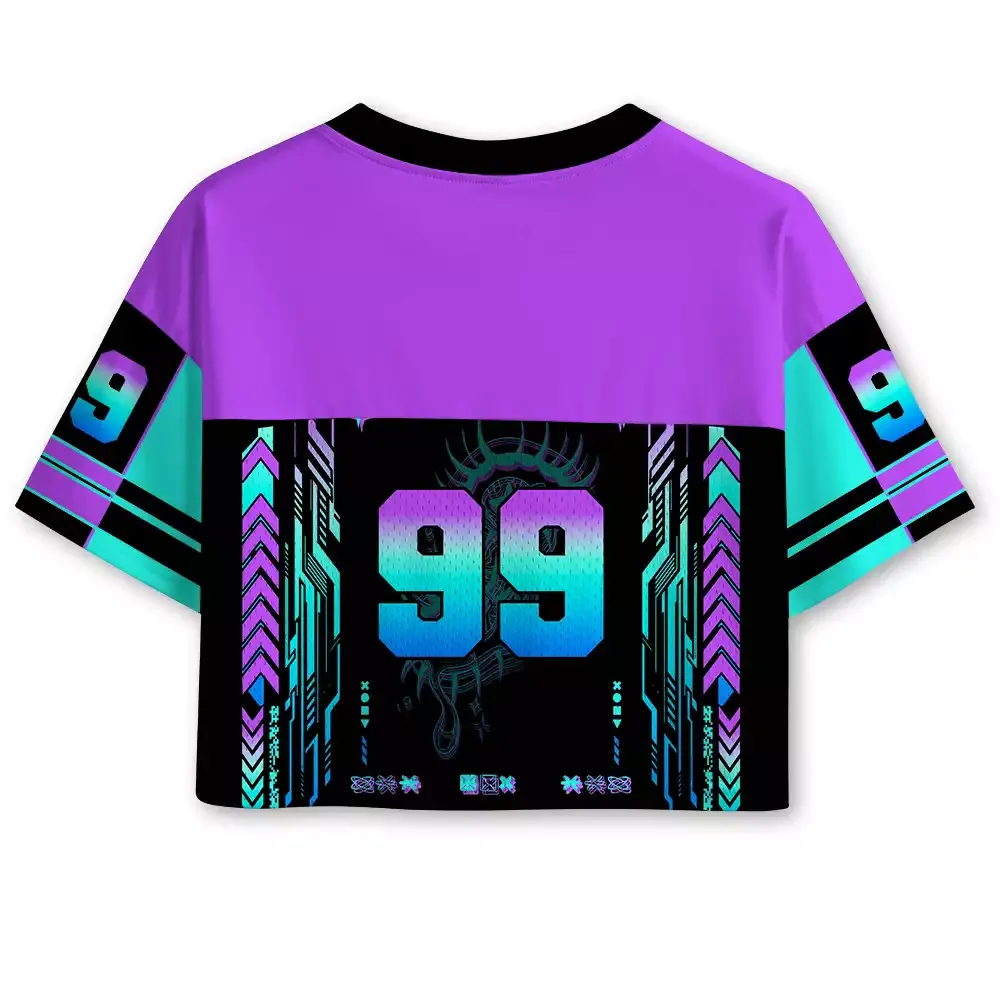 Soulisfree Cyber Goddess Moon Phase Illusion Cropped Mesh Jersey