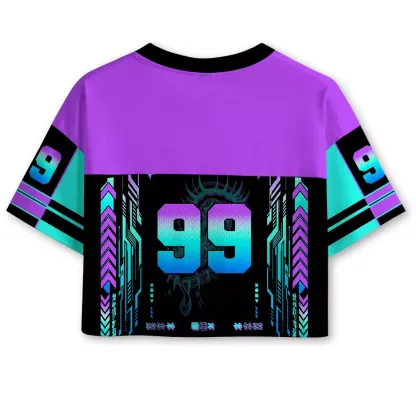 Soulisfree Cyber Goddess Moon Phase Illusion Cropped Mesh Jersey