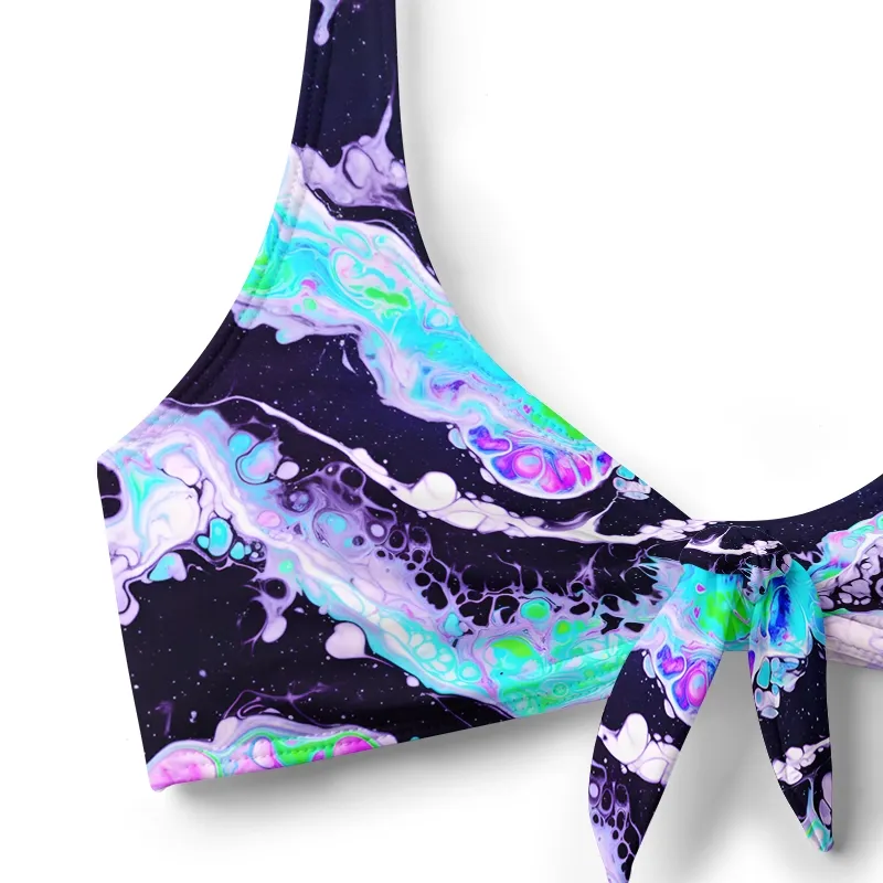 Soulisfree Cosmic Fluid Swirl Glitch Bow Bikini