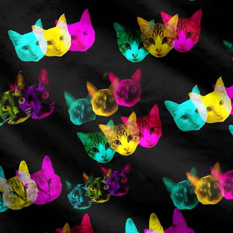 Soulisfree Glitch Art Neon Cat Women's Fuzzy Cardigan Sweater