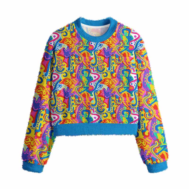 Soulisfree Psychedelic Vibes Women's Fuzzy Crewneck Sweater