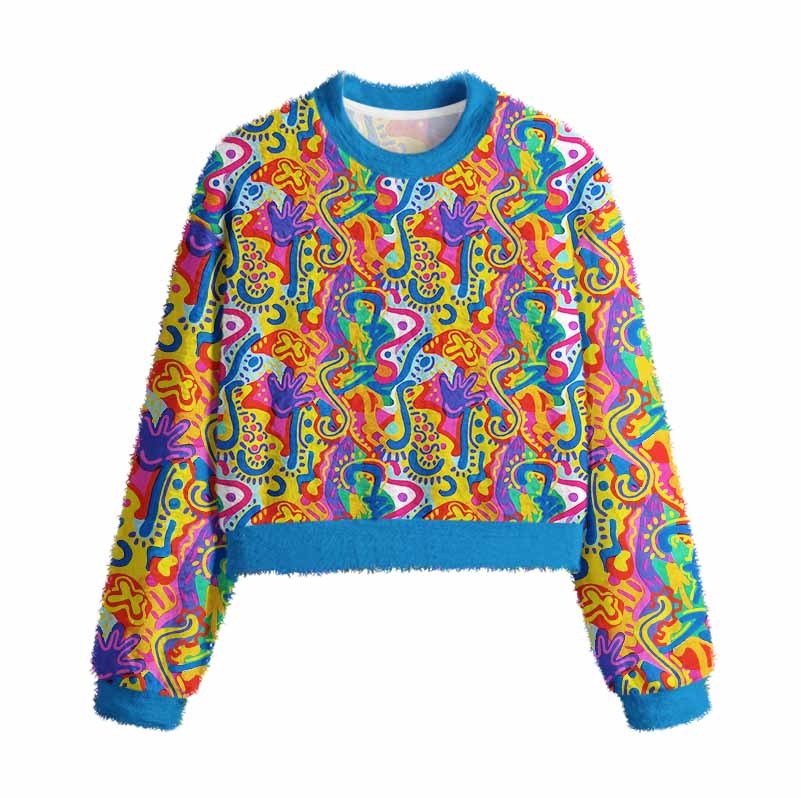 Soulisfree Psychedelic Vibes Women's Fuzzy Crewneck Sweater