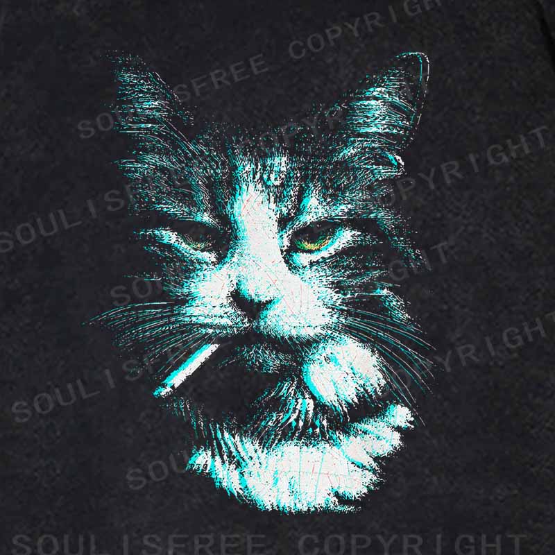 Soulisfree Nicotine Nine Lives  Washed Hoodie