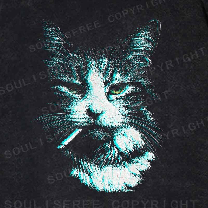 Soulisfree Nicotine Nine Lives  Washed Hoodie