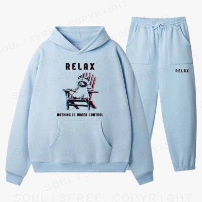 Soulisfree RELAX ,NOTHING IS UNDER CONTROL Cotton Fleece Hoodie Set