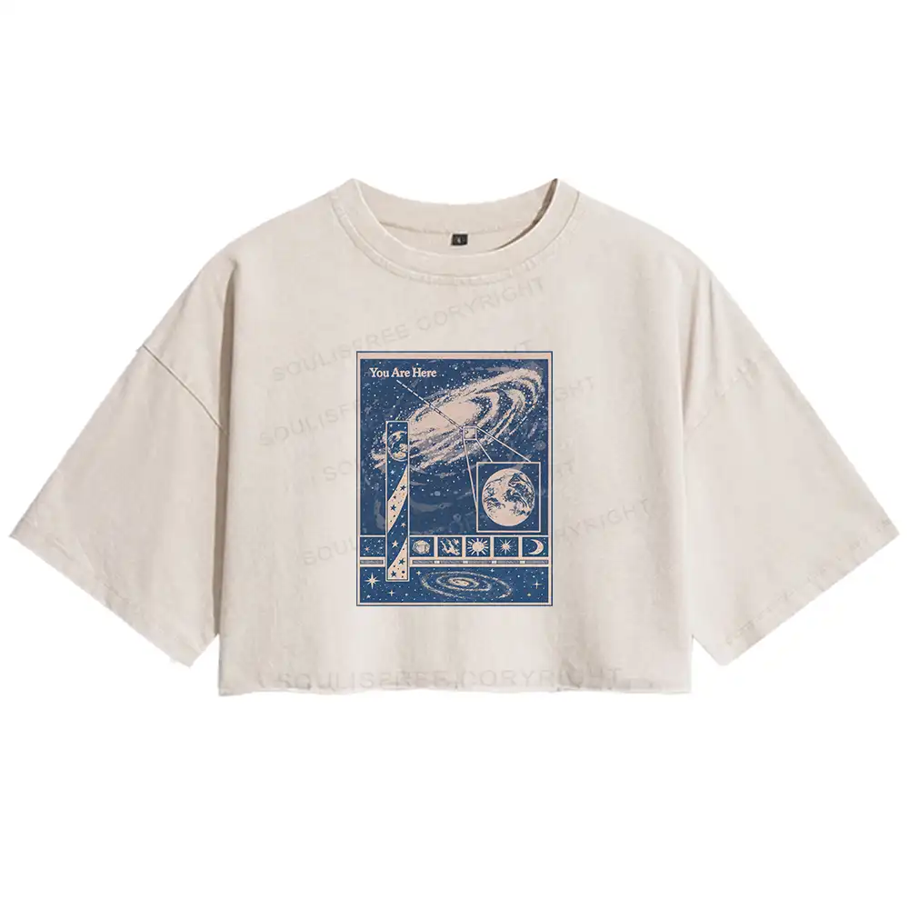 You Are Here Washed Space T-shirt  Washed Crop T-shirt