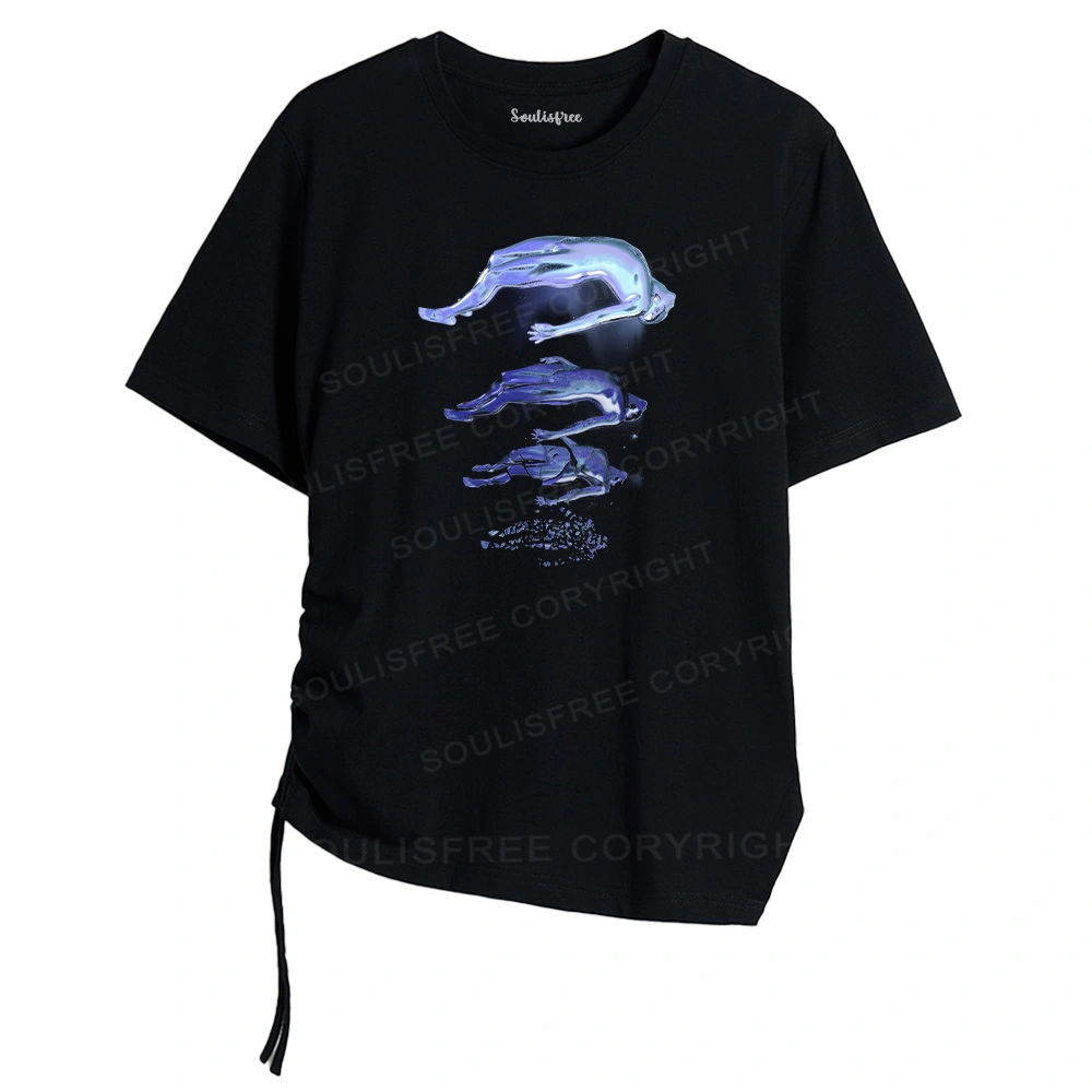 Outmybody Asymmetrical Top With Side Drawstring