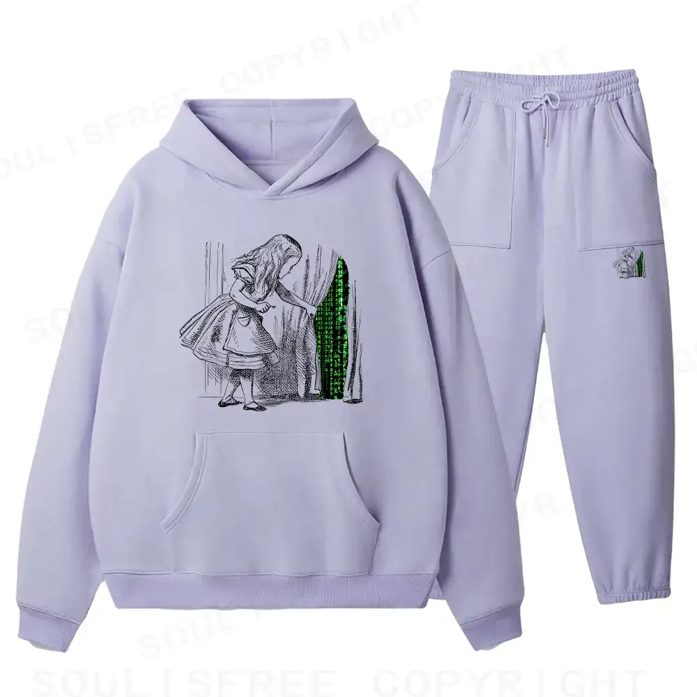 Designed Wandering Into The Digital World Fleece Hoodie Set