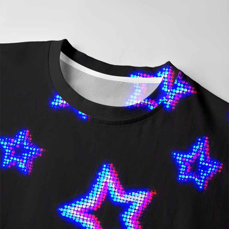 Soulisfree Neon Cyberpunk City Skyline  Long Sleeve Cotton Tee