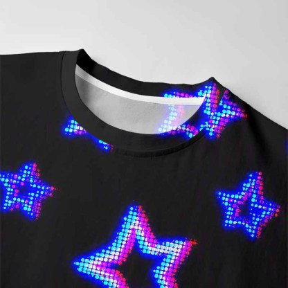 Soulisfree Neon Cyberpunk City Skyline  Long Sleeve Cotton Tee
