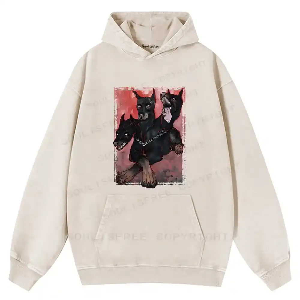 Doberman In The Dark Washed Hoodie