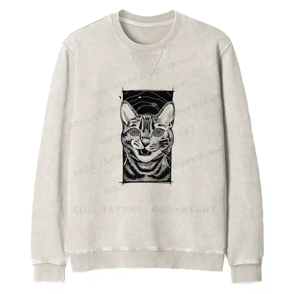 Hypnotic Cat Fit Washed Sweatshirt