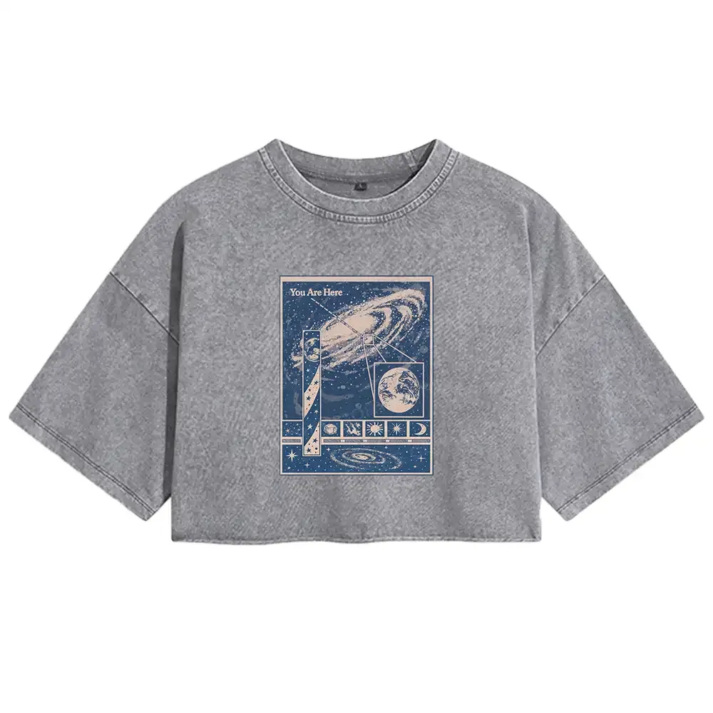 You Are Here Washed Space T-shirt  Washed Crop T-shirt