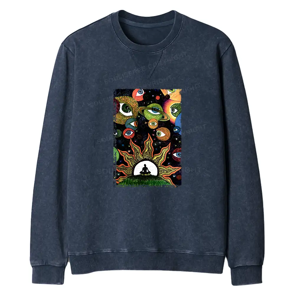 Meditation Of The Sun And Moon Regular Fit Washed Sweatshirt