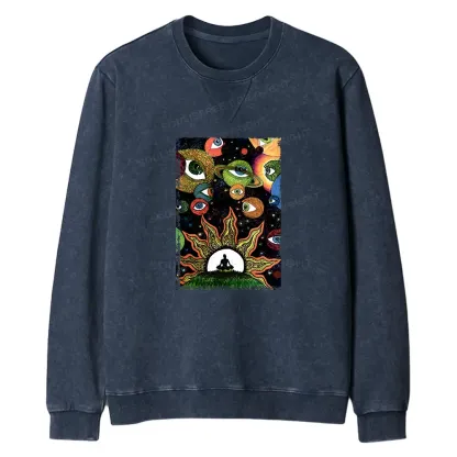 Meditation Of The Sun And Moon Regular Fit Washed Sweatshirt