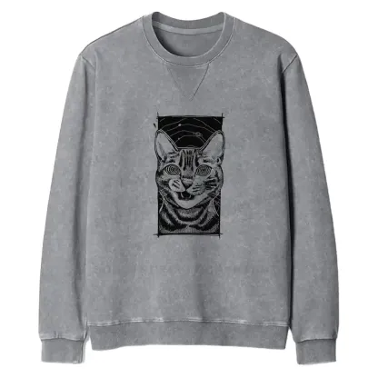 Hypnotic Cat Fit Washed Sweatshirt