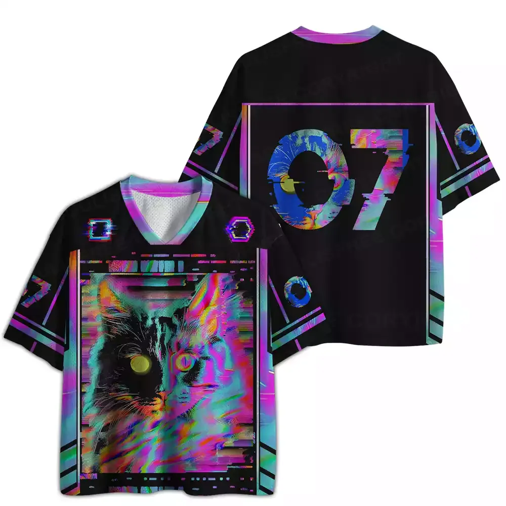 Glitch Chromatic Cat Mesh Jersey