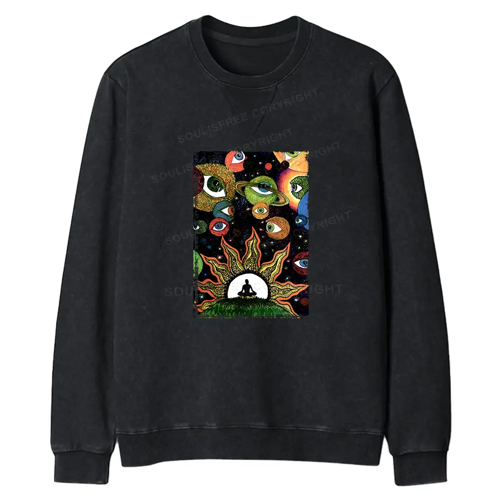 Meditation Of The Sun And Moon Regular Fit Washed Sweatshirt
