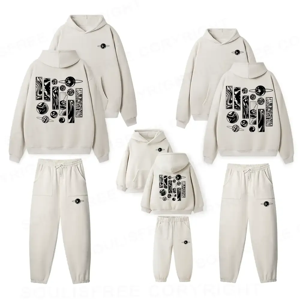 Designed Galaxy Family Matching Fleece Hoodie Set