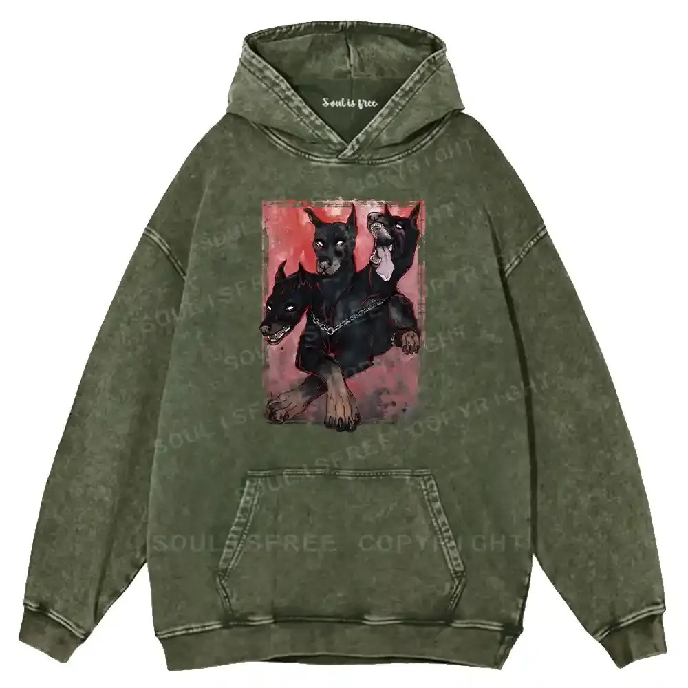 Doberman In The Dark Washed Hoodie