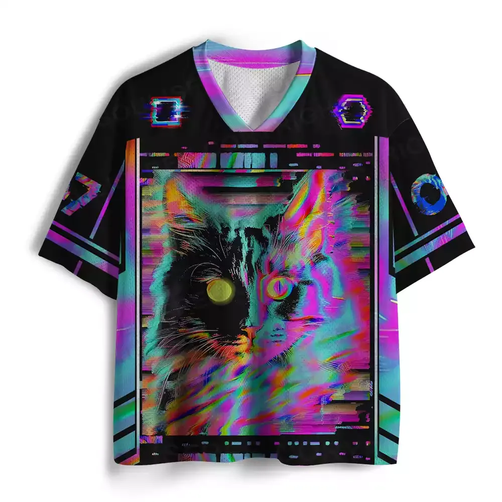 Glitch Chromatic Cat Mesh Jersey