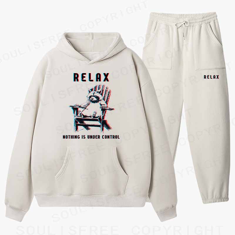 Soulisfree RELAX ,NOTHING IS UNDER CONTROL Cotton Fleece Hoodie Set
