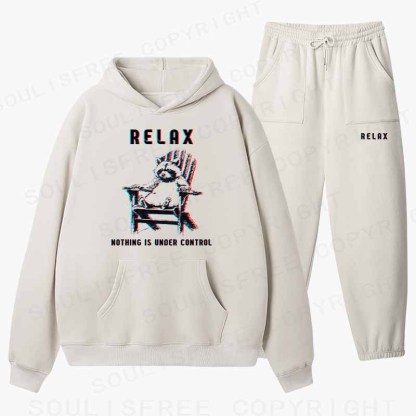 Soulisfree RELAX ,NOTHING IS UNDER CONTROL Cotton Fleece Hoodie Set