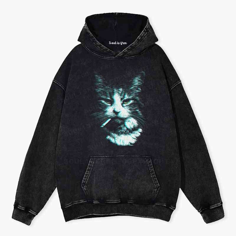 Soulisfree Nicotine Nine Lives Washed Hoodie