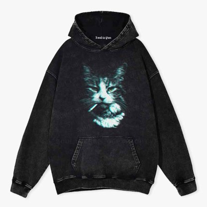 Soulisfree Nicotine Nine Lives  Washed Hoodie