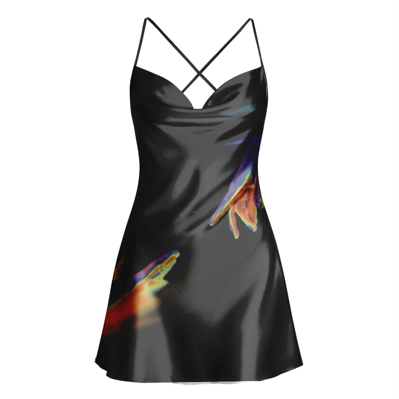 Soulisfree Lonely Love Cowl Neck Satin Mini Dress