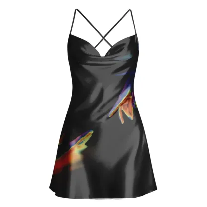 Soulisfree Lonely Love Cowl Neck Satin Mini Dress