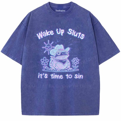 Soulisfree  Wake Up Sluts It's Time To Sin Washed Tee