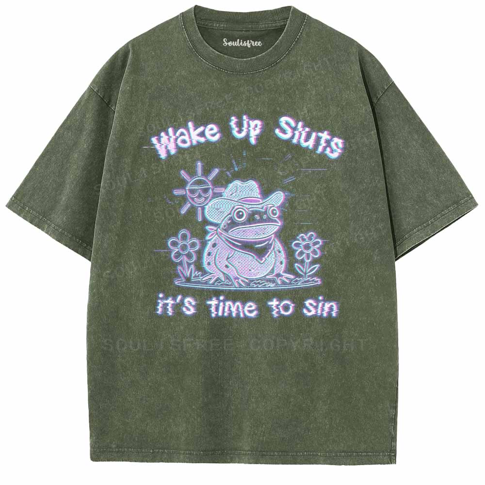 Soulisfree  Wake Up Sluts It's Time To Sin Washed Tee