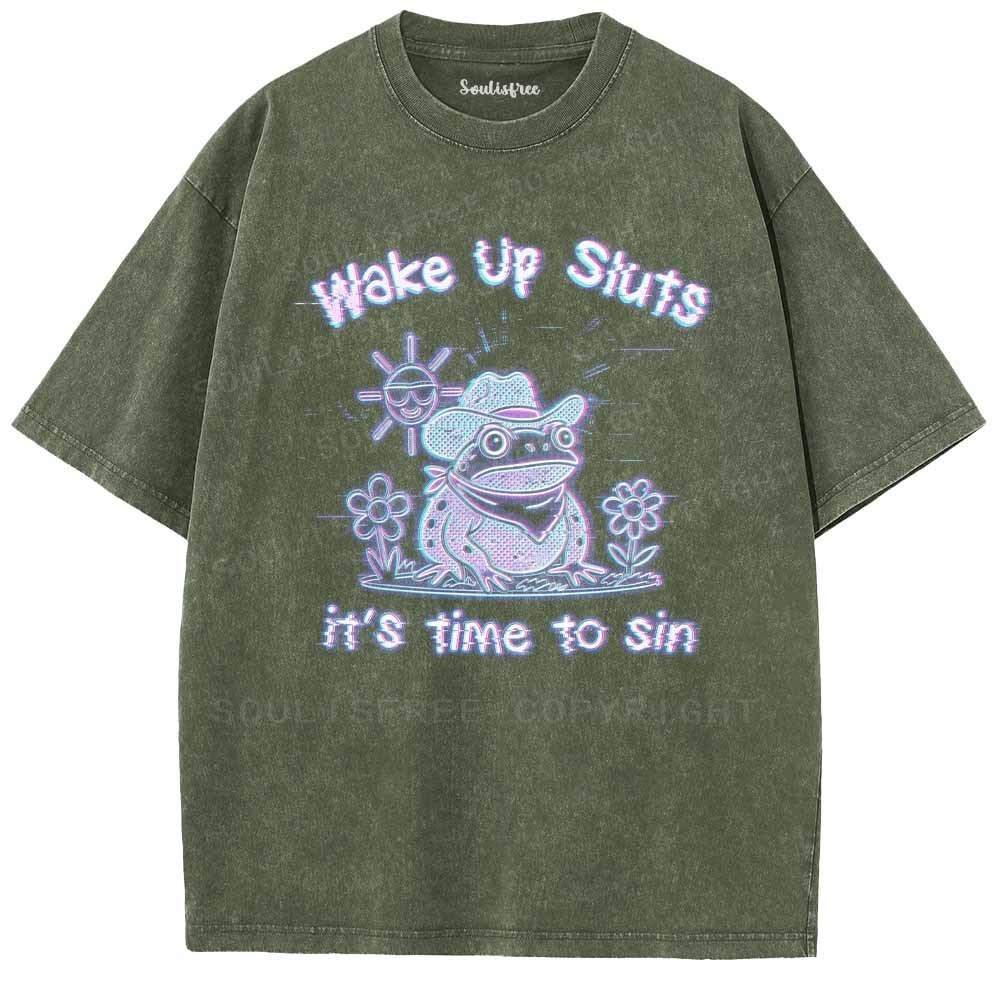 Soulisfree  Wake Up Sluts It's Time To Sin Washed Tee