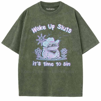 Soulisfree  Wake Up Sluts It's Time To Sin Washed Tee