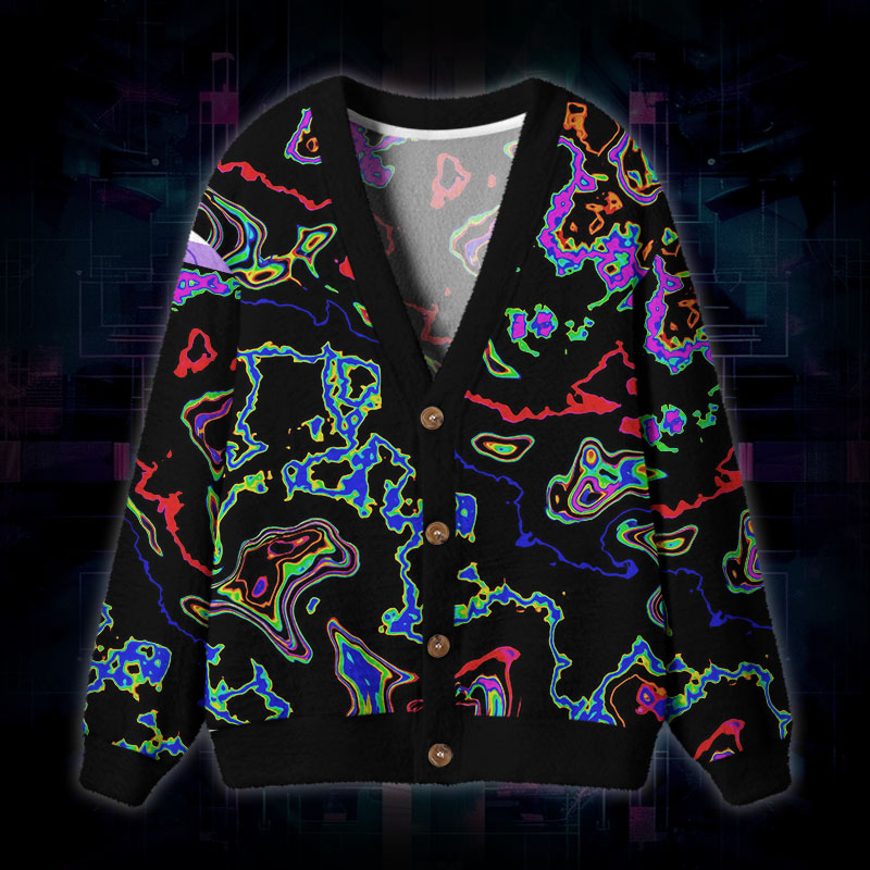 Soulisfree Reality Is Melting Fuzzy Cardigan Sweater 