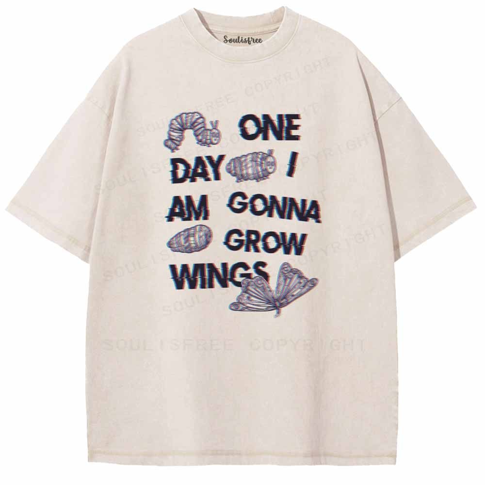 Soulisfree ONE DAY AM GONNA GROW WNGS Washed Tee
